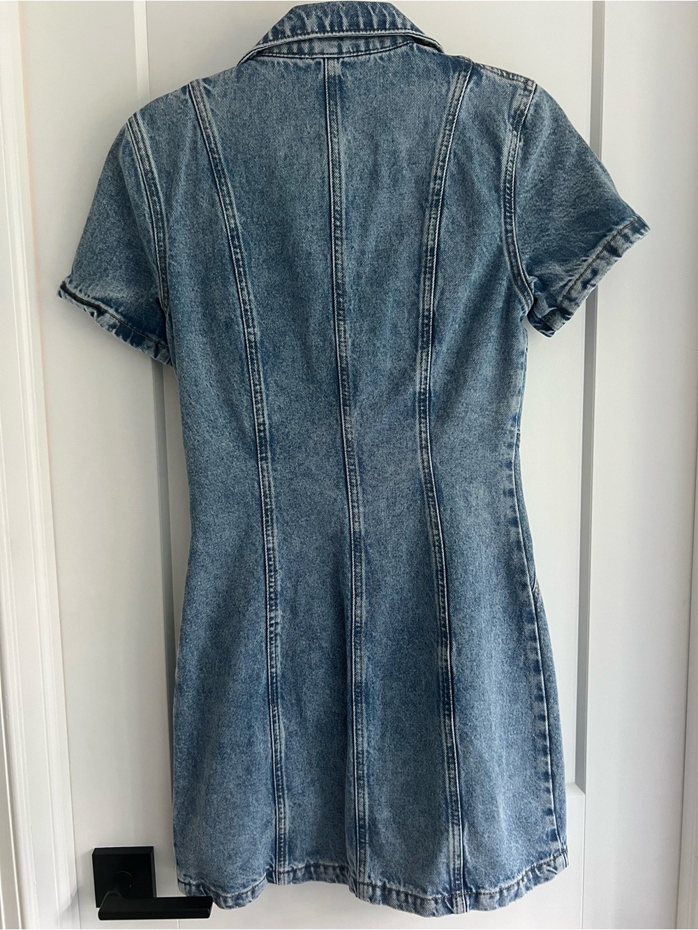Pilcro Short-Sleeve Denim Mini Dress - Light Blue - Picture 3 of 3